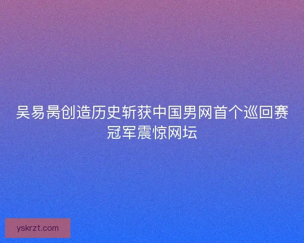 吴易昺创造历史斩获中国男网首个巡回赛冠军震惊网坛 吴易昺创造历史斩获中国男网首个巡回赛冠军震惊网坛