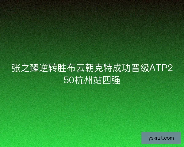 张之臻逆转胜布云朝克特成功晋级ATP250杭州站四强