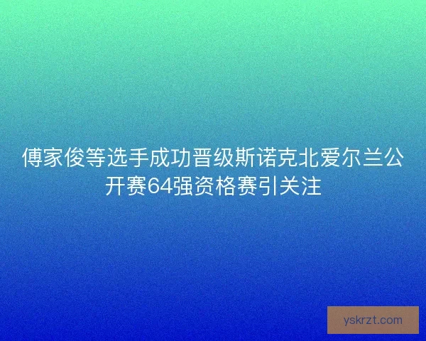 傅家俊等选手成功晋级斯诺克北爱尔兰公开赛64强资格赛引关注